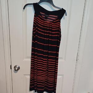 Navy and Orange Striped Dress